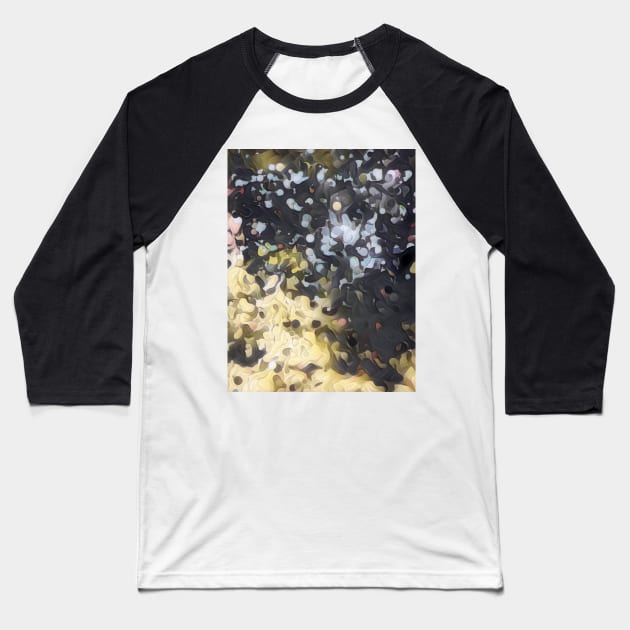 Black and Gold Pointillism Baseball T-Shirt by Dturner29